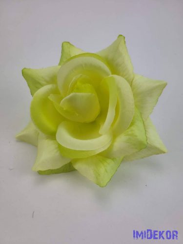 Nyílt rózsa selyemvirág fej 11 cm - Halvány Zöldes