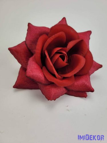 Nyílt rózsa selyemvirág fej 11 cm - Bordó