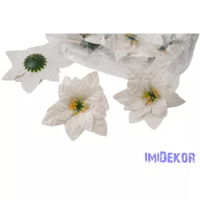 Mikulásvirág bársonyos fej D11,5cm - Fehér