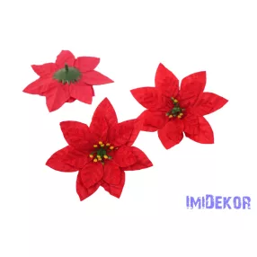 Mikulásvirág bársonyos fej D11,5cm - Piros