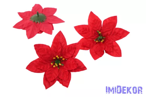 Mikulásvirág bársonyos fej D11,5cm - Piros