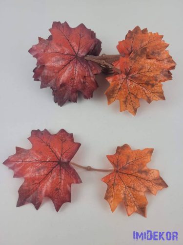 Őszi levélpár 17x9cm - Vörös-Narancs