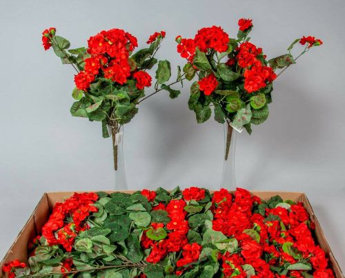 Muskátli bokor selyemvirág csokor 43 cm piros