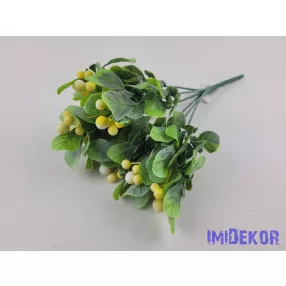 Bogyós 7 ágú mű díszítő csokor 27 cm - Krém