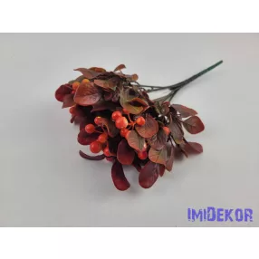 Bogyós 7 ágú mű díszítő csokor 27 cm - Pirosas