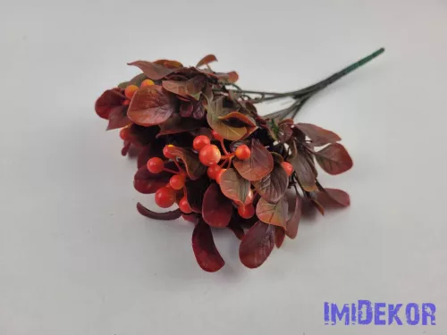 Bogyós 7 ágú mű díszítő csokor 27 cm - Pirosas