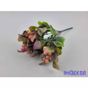 Bogyós 7 ágú mű díszítő csokor 27 cm - Rózsaszín