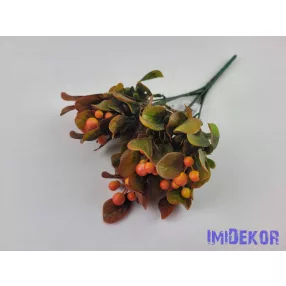 Bogyós 7 ágú mű díszítő csokor 27 cm - Narancs