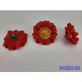 Margaréta selyemvirág fej 7 cm - Piros