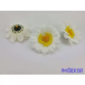 Margaréta selyemvirág fej 7 cm - Törtfehér