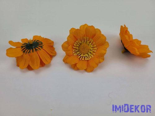 Margaréta selyemvirág fej 7 cm - Halvány Narancs