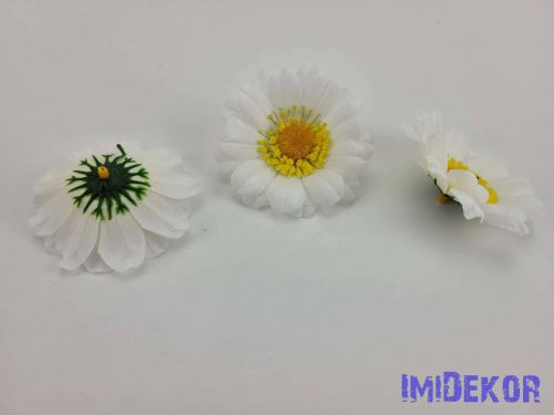 Margaréta selyemvirág fej 7 cm - Fehér