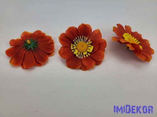 Margaréta selyemvirág fej 7 cm - Őszi Narancs