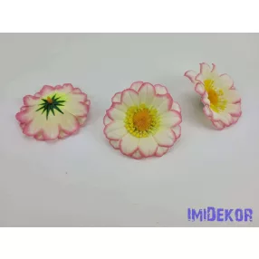 Margaréta selyemvirág fej 7 cm - Krém-Rózsaszín Cirmos