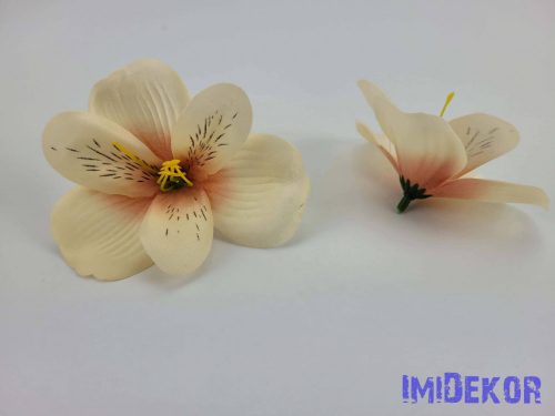 Alsztromélia selyemvirág fej 8 cm - Krém-Rózsaszín