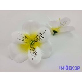 Alsztromélia selyemvirág fej 8 cm - Fehér-Sárga