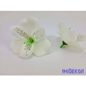 Alsztromélia selyemvirág fej 8 cm - Törtfehér