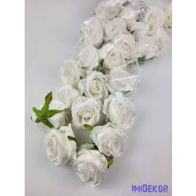 Rózsa selyemvirág fej 6 cm - Fehér