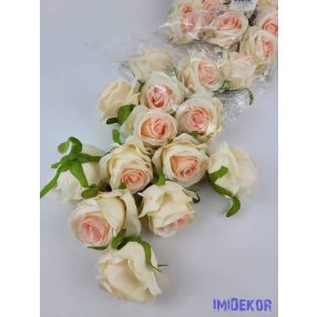 Rózsa selyemvirág fej 6 cm - Krém-Barack 1000