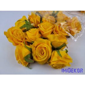 Rózsa selyemvirág fej 6 cm - Sárga 201