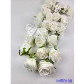 Rózsa selyemvirág fej 6 cm - Krém