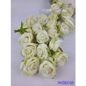 Rózsa selyemvirág fej 6 cm - Zöldes Krém 301