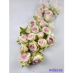 Rózsa selyemvirág fej 6 cm - Zöldes Rózsaszín 303A