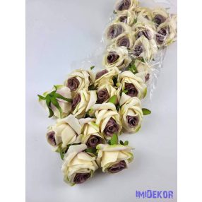 Rózsa selyemvirág fej 6 cm - Mályvás Krém 317