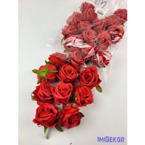 Rózsa selyemvirág fej 6 cm - Piros