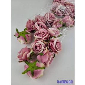 Rózsa selyemvirág fej 6 cm - Krém-Rózsaszín