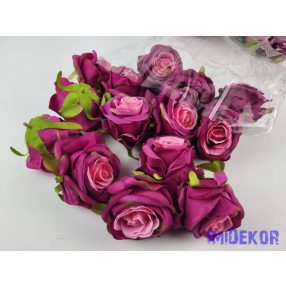 Rózsa selyemvirág fej 6 cm - Sötét Rózsaszínes 521