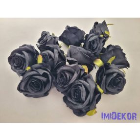 Rózsa selyemvirág fej 6 cm - Fekete