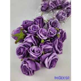 Rózsa selyemvirág fej 6 cm - Világos Lila 804