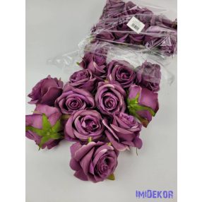 Rózsa selyemvirág fej 6 cm - Mályva Lila 823