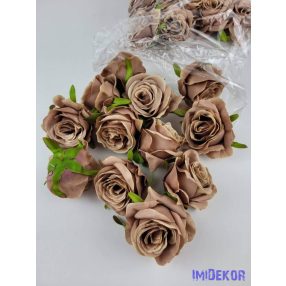 Rózsa selyemvirág fej 6 cm - Barnás Átmenetes