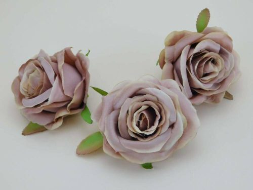 Rózsa minőségi selyemvirág fej 6 cm - Világos Mályva