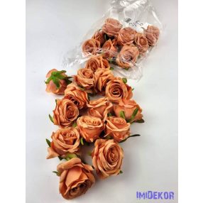 Rózsa selyemvirág fej 6 cm - Halvány Narancs 910