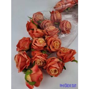 Rózsa selyemvirág fej 6 cm - Narancs Átmenetes