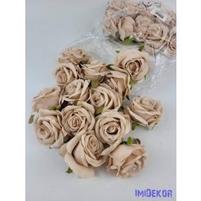 Rózsa selyemvirág fej 6 cm - Cappuccino