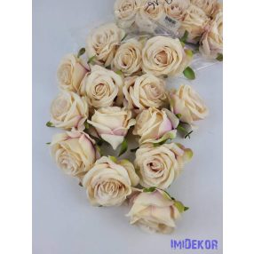 Rózsa selyemvirág fej 6 cm - Mályvás Krém