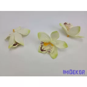 Orchidea selyemvirág fej 9 cm - Halvány Zöld
