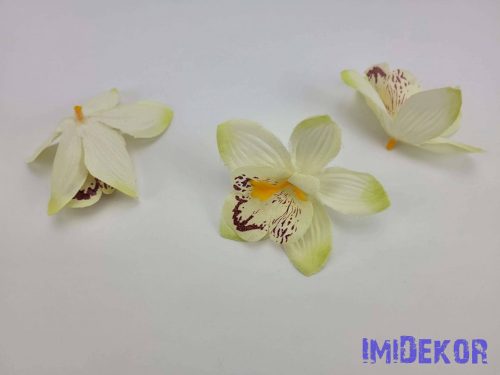 Orchidea selyemvirág fej 9 cm - Halvány Zöld