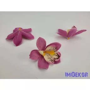 Orchidea selyemvirág fej 9 cm - Mályva