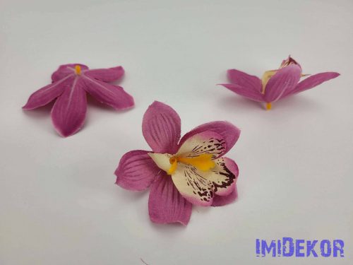 Orchidea selyemvirág fej 9 cm - Mályva
