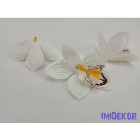 Orchidea selyemvirág fej 9 cm - Törtfehér