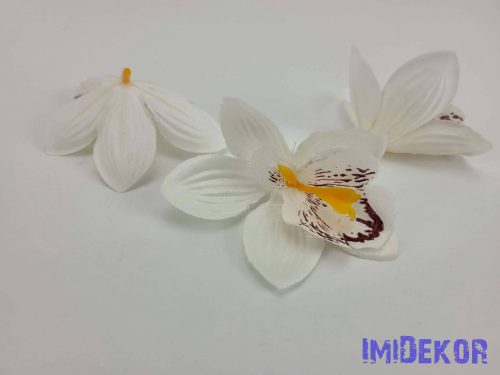 Orchidea selyemvirág fej 9 cm - Törtfehér