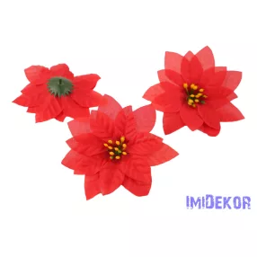 Mikulásvirág selyemvirág fej D13cm - Piros