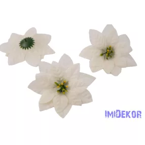 Mikulásvirág selyemvirág fej D13cm - Fehér