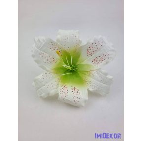 Liliom selyemvirág fej D16cm - Krém-Zöldes