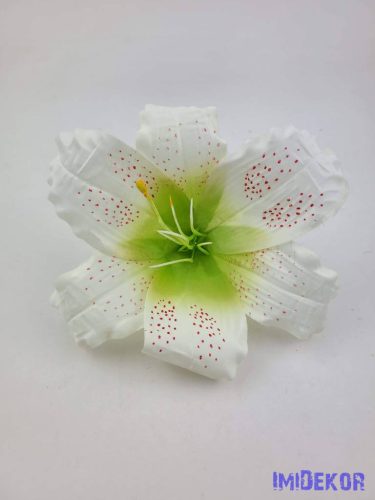 Liliom selyemvirág fej D16cm - Krém-Zöldes